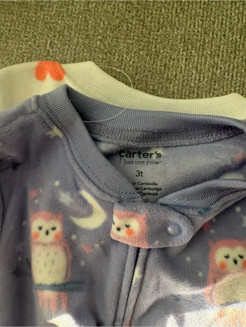 Carter's Purple Owl Print Footed Pajama One-Piece